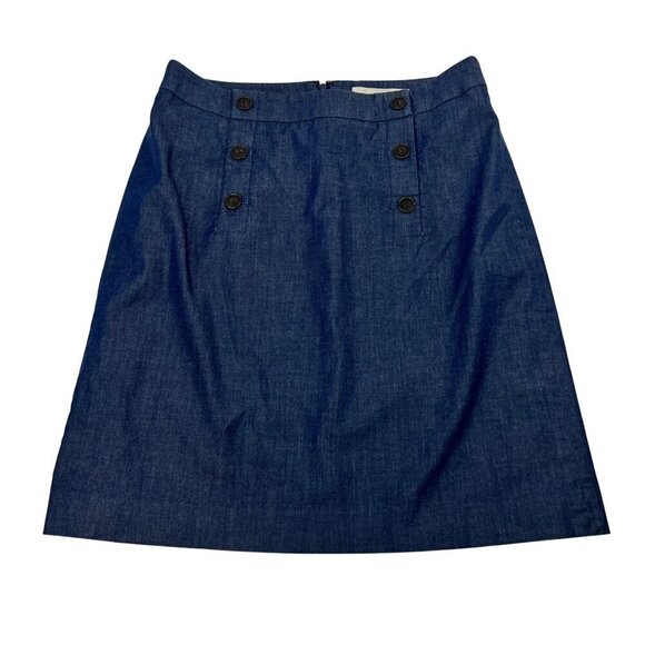 Loft Womens A-Line Above Knee Skirt Blue Size 4 Button Accents - Picture 1 of 9